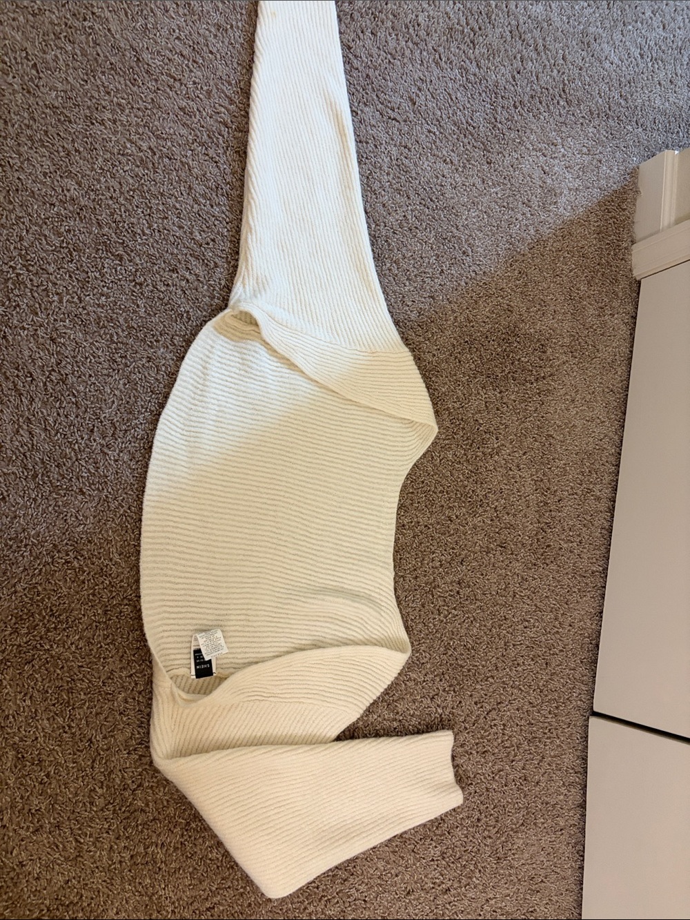 SHEIN Cream Ribbed Knit Sweater